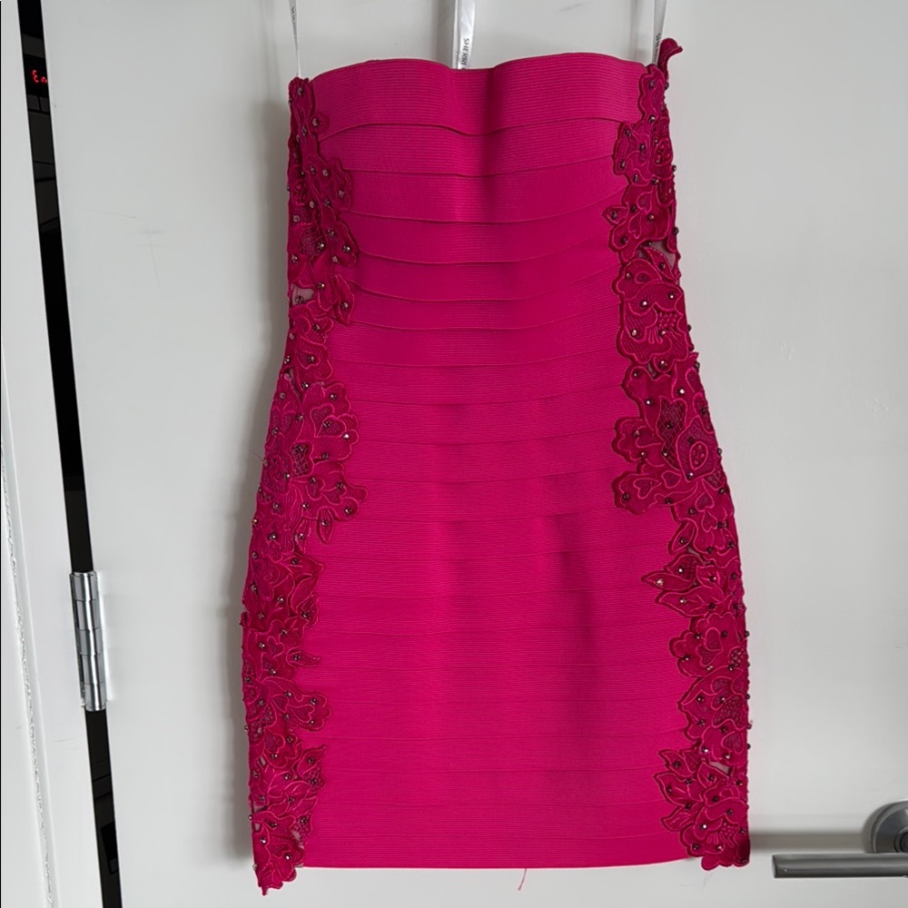 Sherri Hill Pink Strapless Dress
